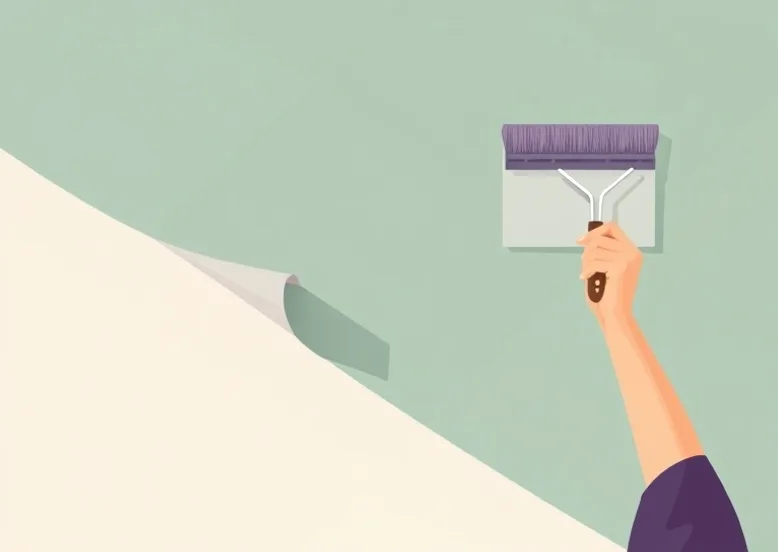 Pose de papier peint, rouleau et brosse à maroufler